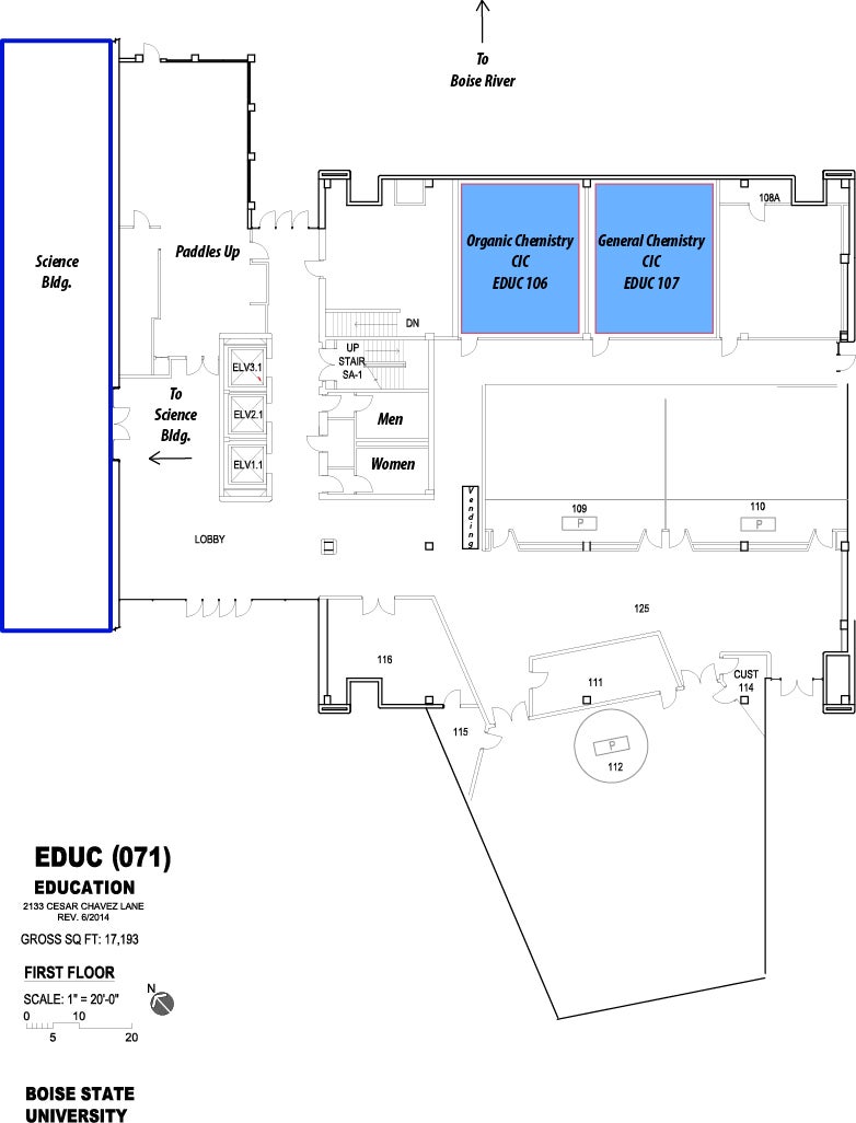 Education building map of chemistry instructional center.