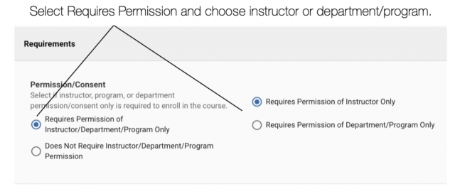 Select requires permission and choose instructor or department/program