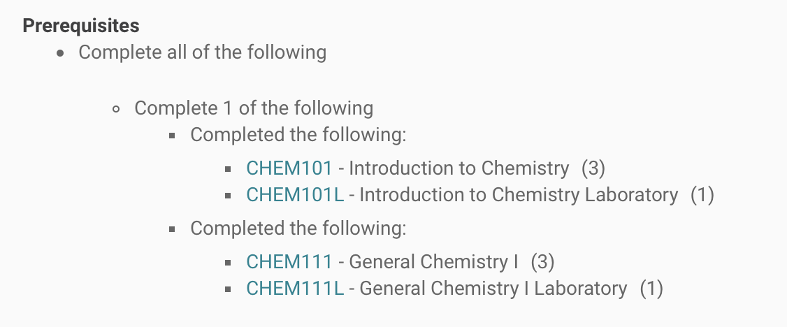 Prerequisites: completed one of the following either completed the following: chem 101 and chem 101L or completed the following chem111 or chem 111L