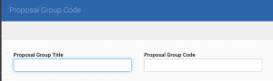 Screenshot showing proposal group code, proposal group title and proposal group code
