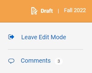 screenshot of a draft for fall 2022 with leave edit mode and comments (3) below