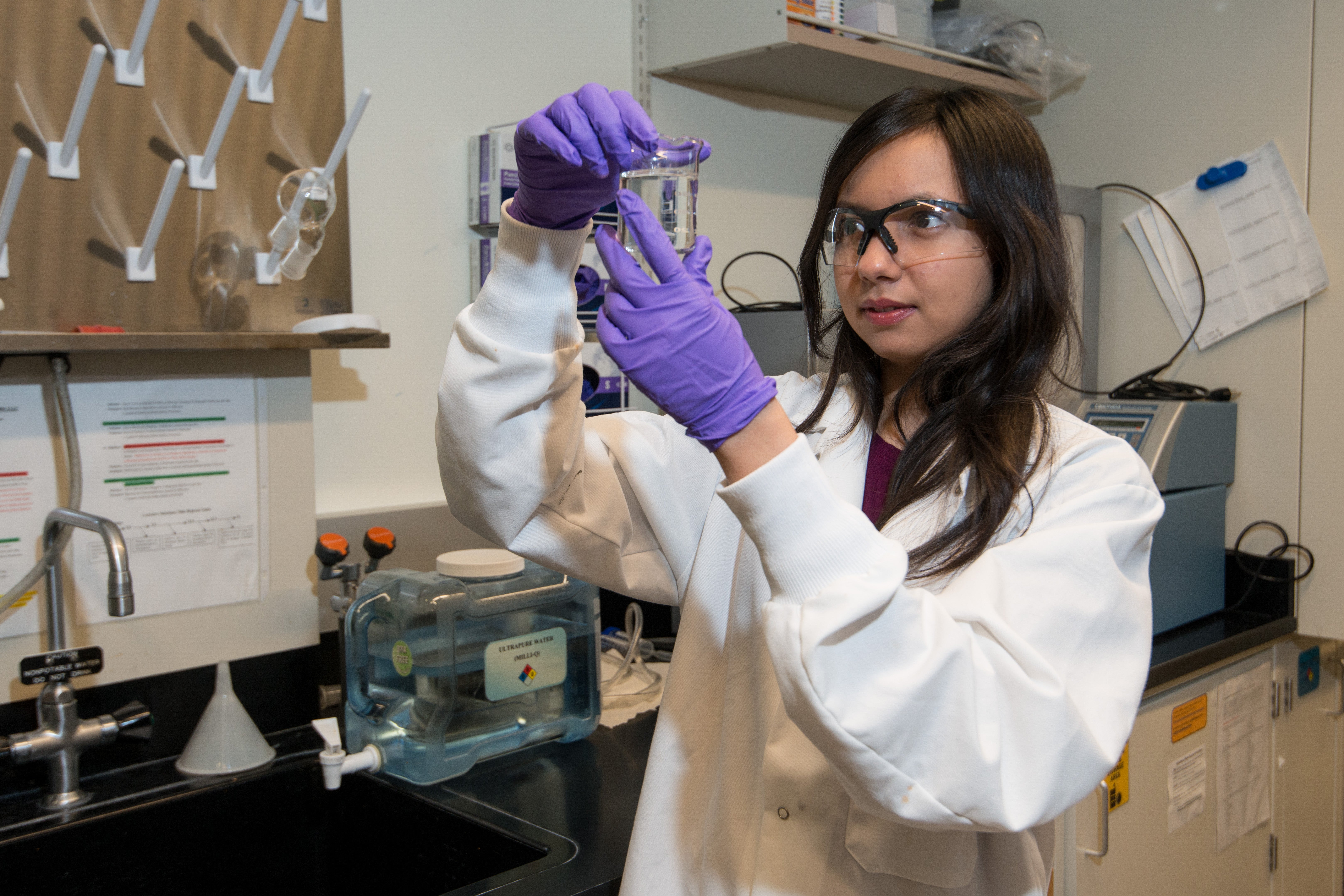 student researcher working in lab