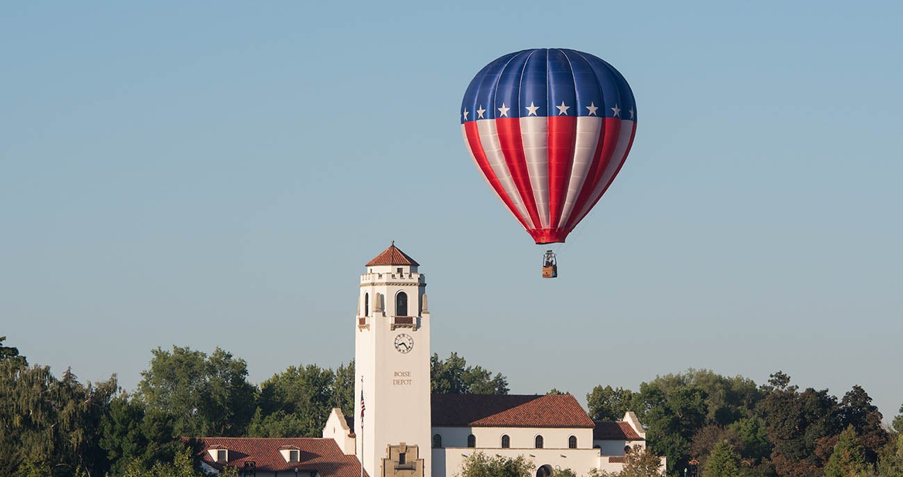 Spirit of Boise hot air balloons fly over campus