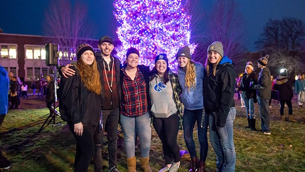 Students at the annual tree lighting