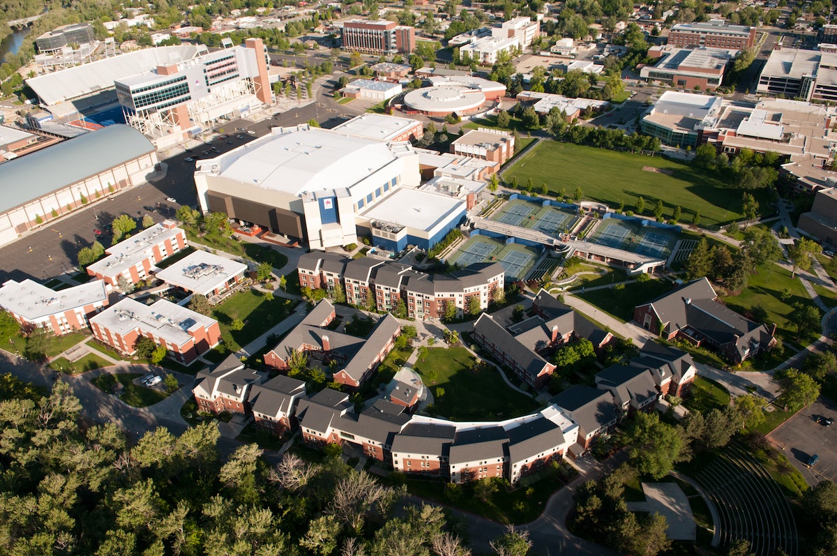 Aerial view of on-campus housing