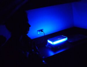 High school student touring molecular lab
