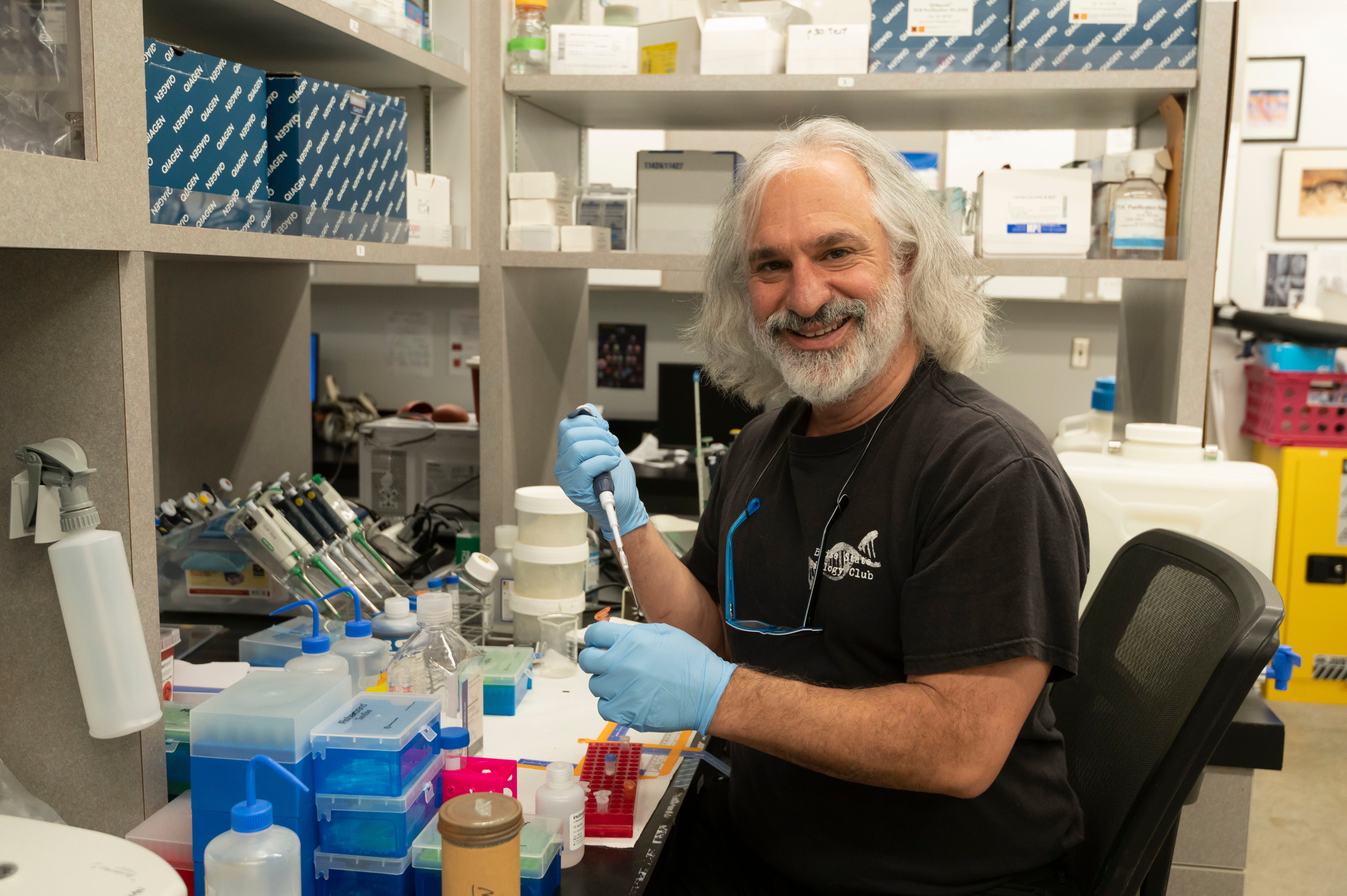 Dr. Greg Hampikian working in the lab