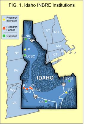 Map of Idaho INBRE Institutions