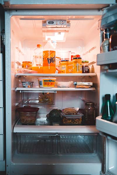Image of an open fridge