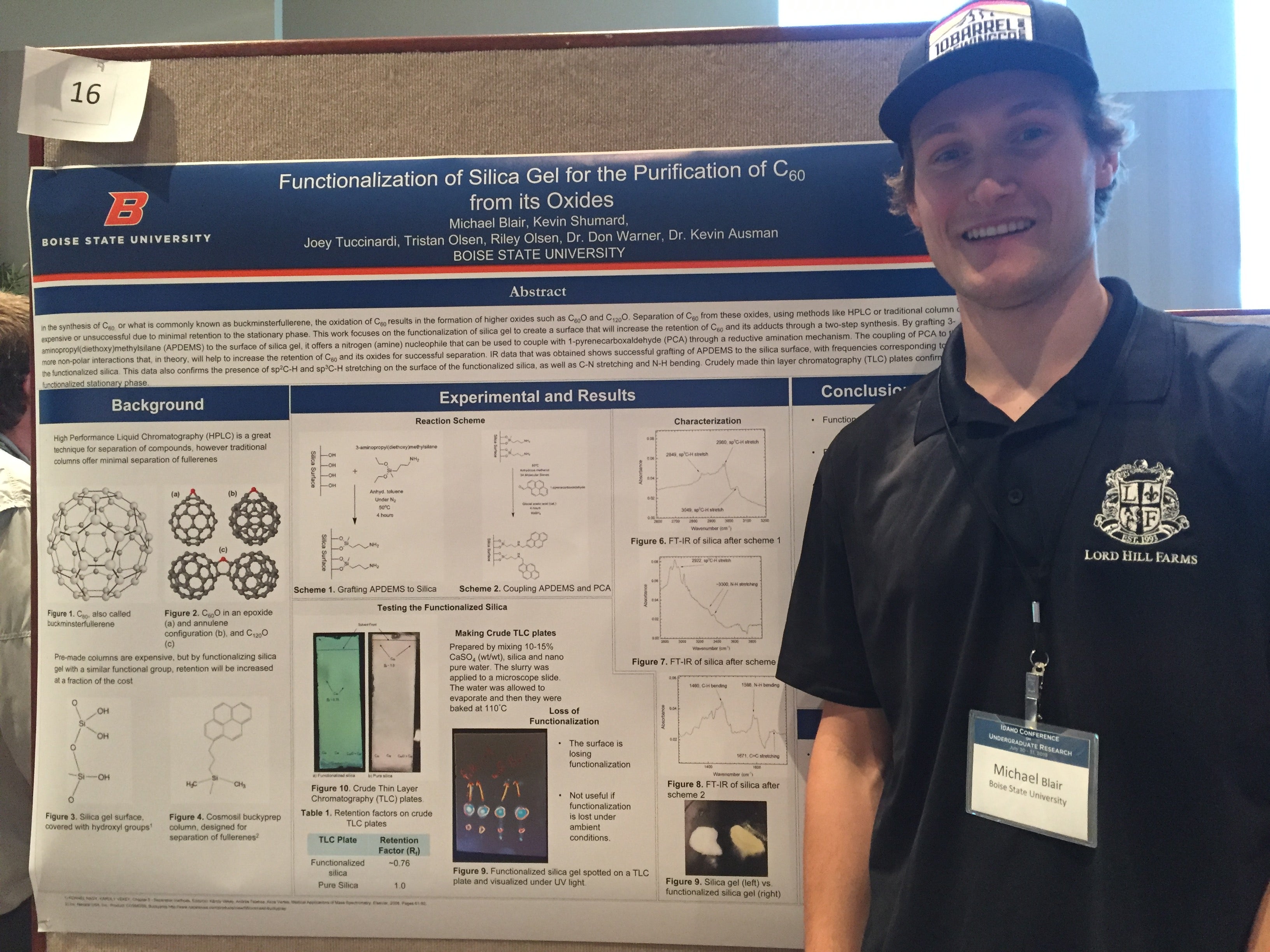 Photo of Michael Blair standing with his research poster