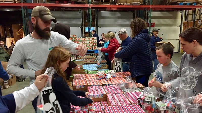 Volunteers working at the Idaho Food Bank