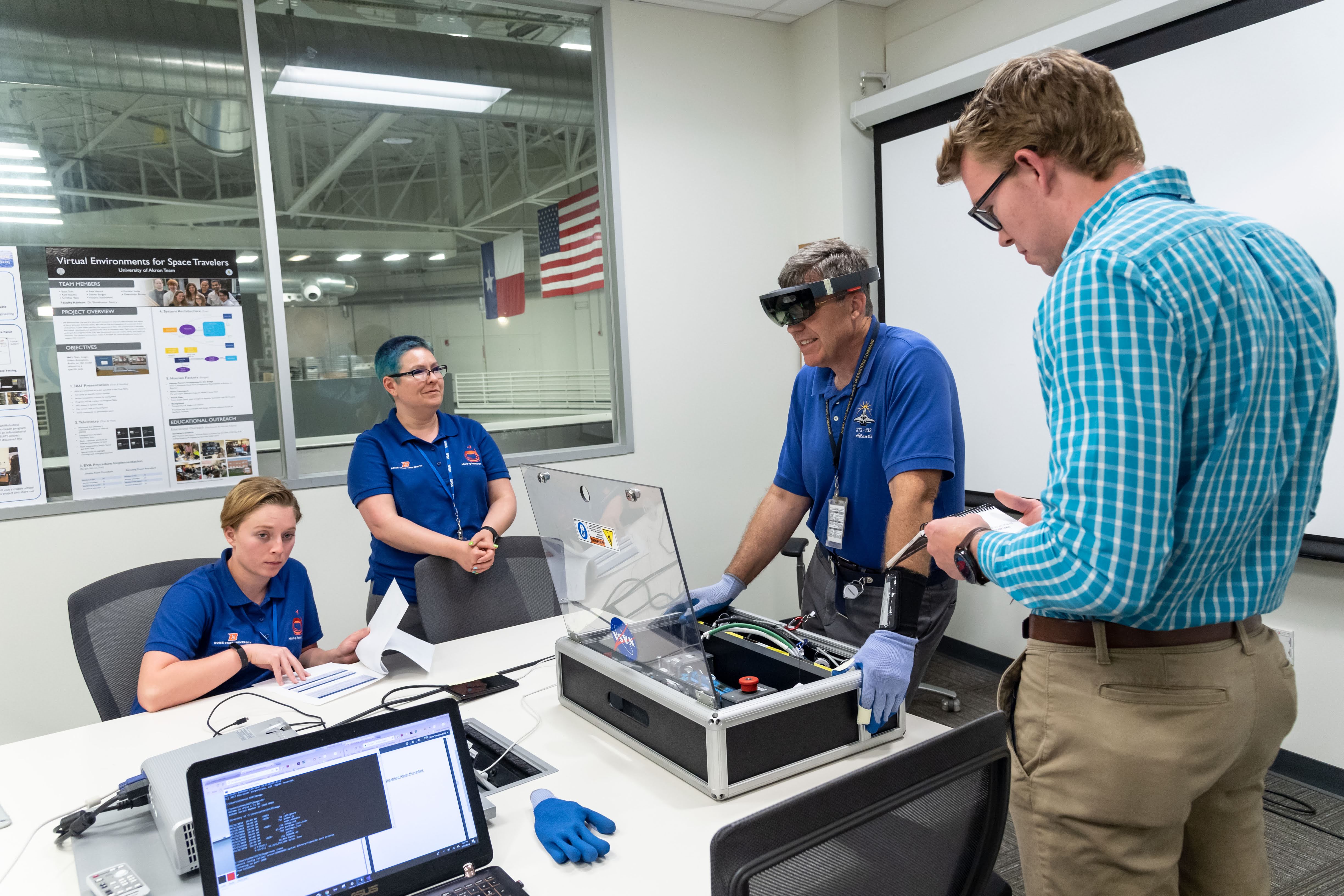 Liz and her team working on the NASA suits challenge