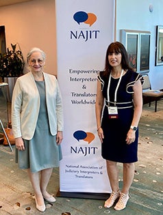 Maria Isabel Rodriguez (left) and Fatima Cornwall (right) at a conference for court interpreters in Florida in June 2022