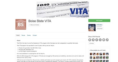 GivePulse Boise State VITA home page