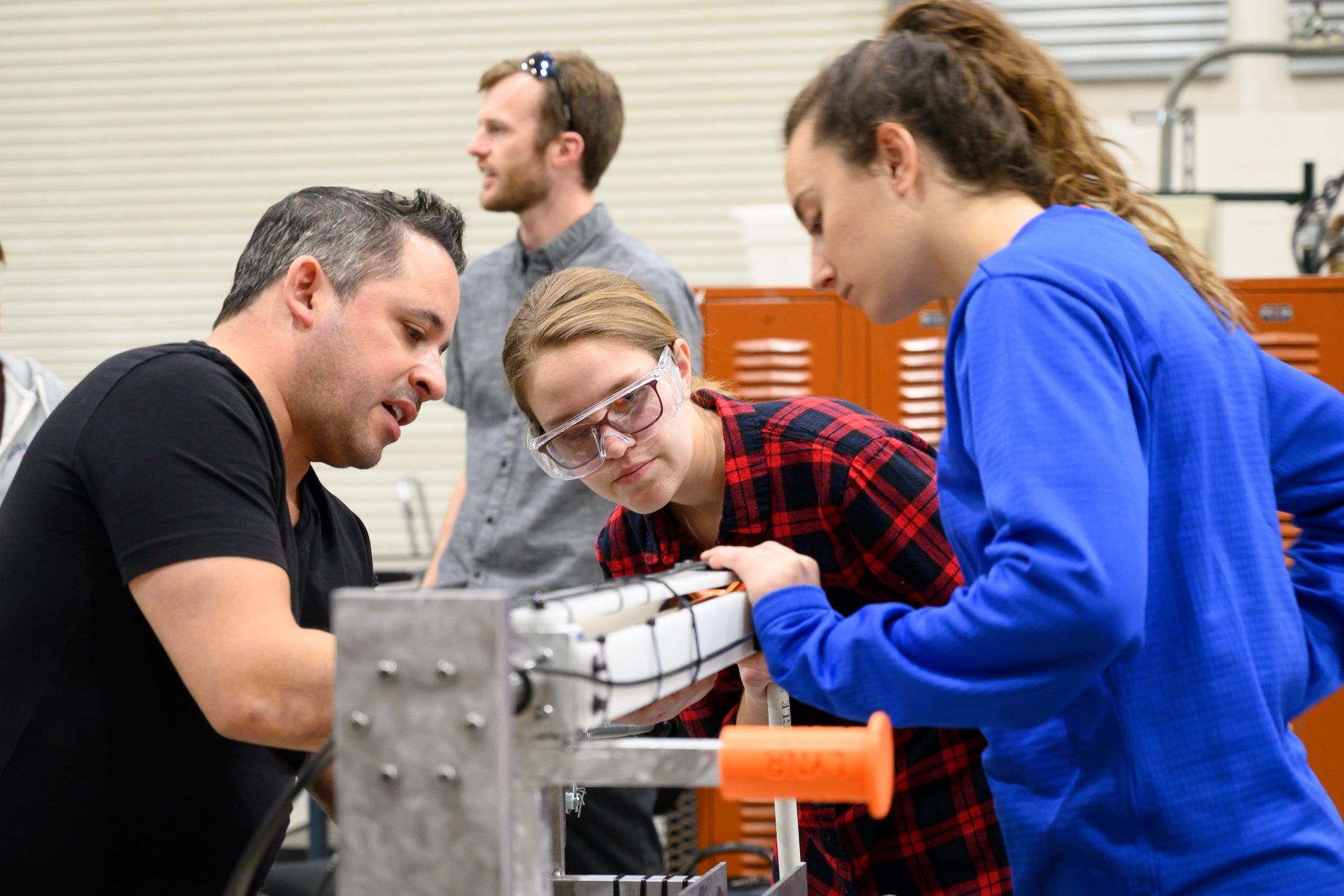 Students working on a prosthetic liner device for capstone design