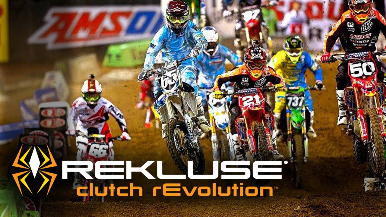 motorbike races with the rekluse logo at the bottom of the picture
