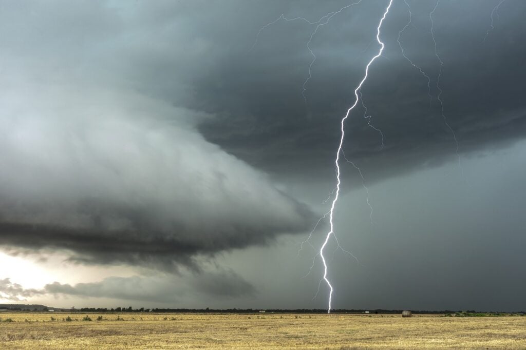 View of leading edge of a thunderstorm