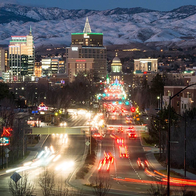 Downtown Boise at night 