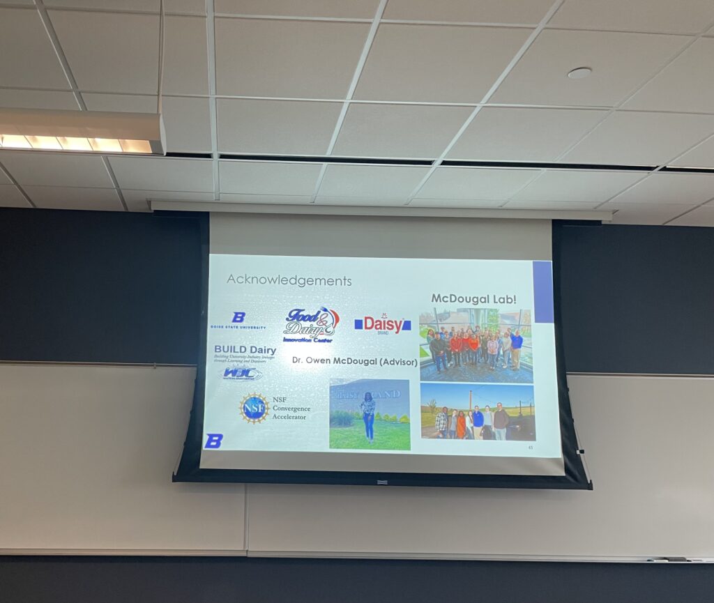 Photo of a presentation slide titled "Acknowledgements"