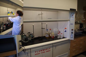 fume hood equipment for bromoform and MEI-based heavy liquid separations.