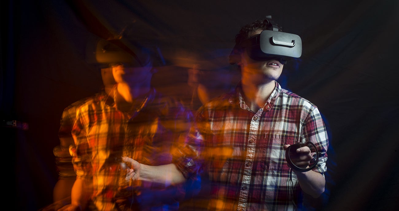 man using VR headset