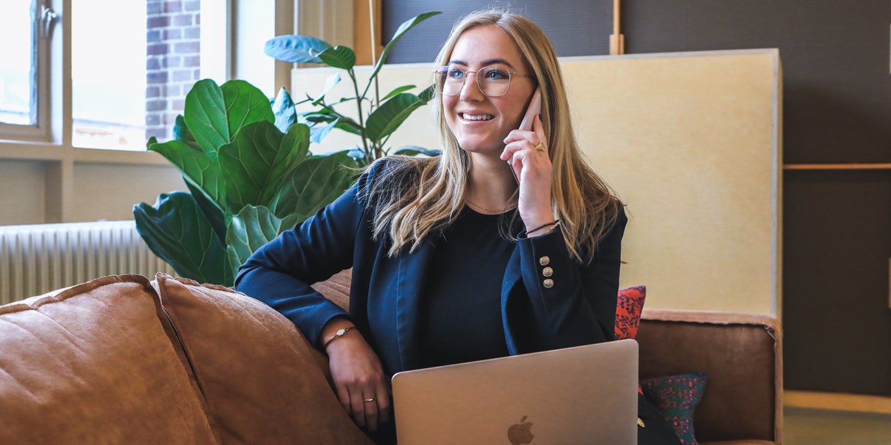 businesswoman taking phone call