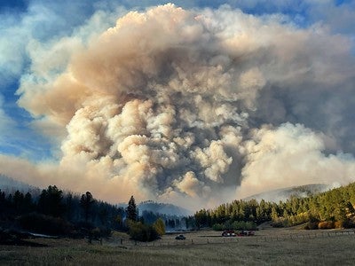 wildfire in mountains