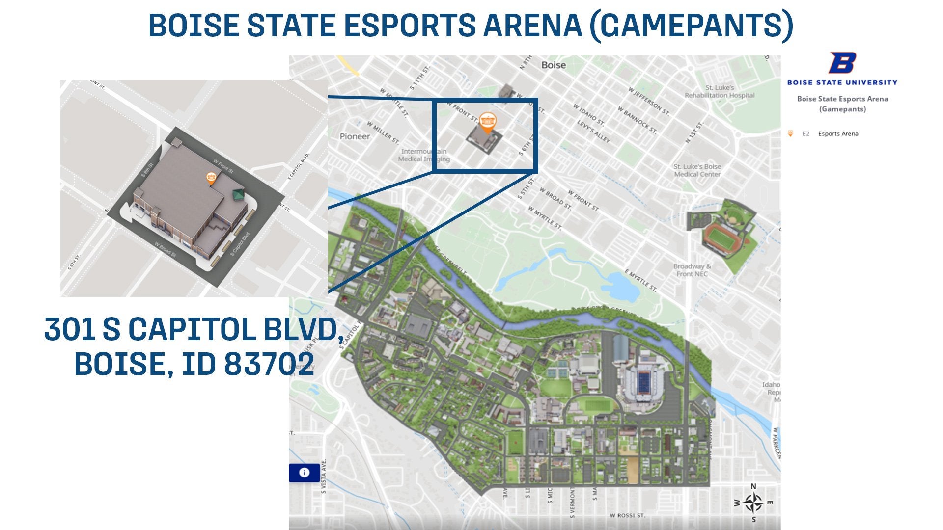 A map of where the BSU esports arena is located