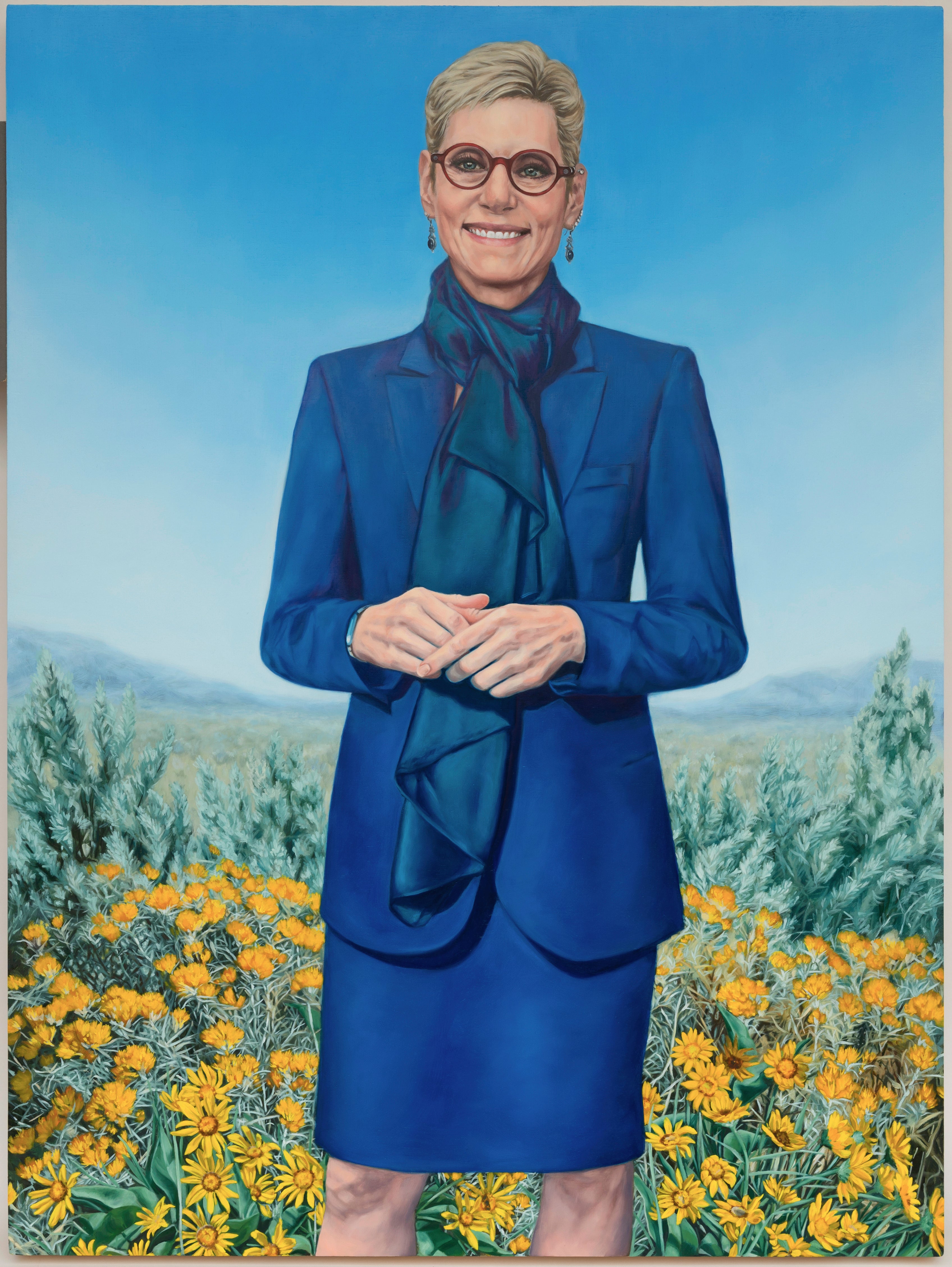 Boise State President Dr. Marlene Tromp portrait painting, by Erin Cunningham