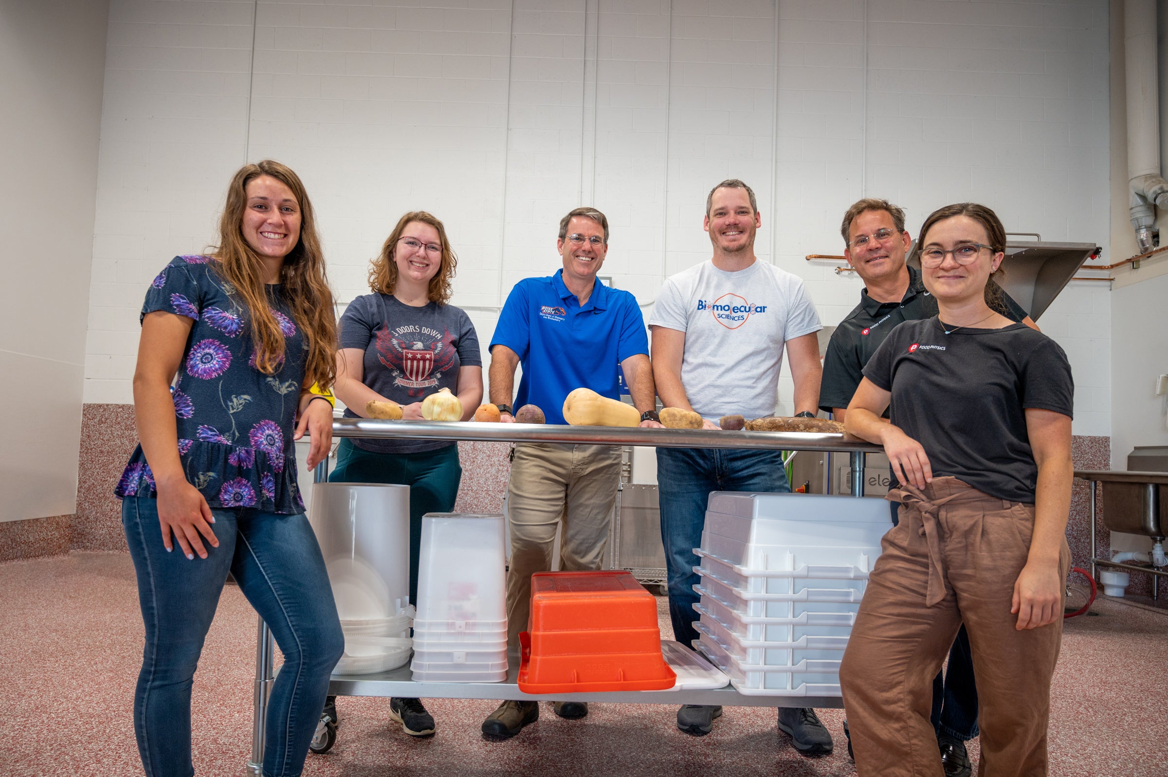 Owen McDougal (third from left) in collaboration with Boise-based company Food Physics. Photo by Priscilla Grover.