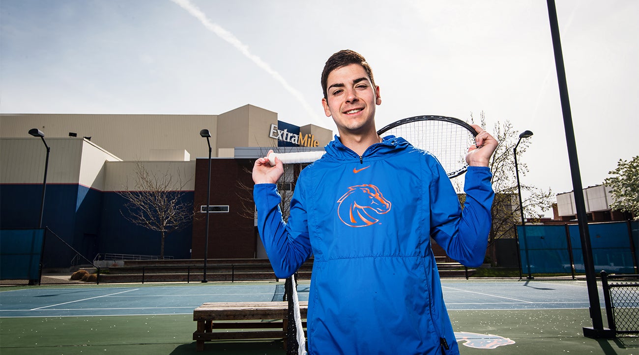 Boise State University, Men’s Tennis Portrait for Spring 2022 Magazine, Simon Arca Costas at Appleton Tennis Center, Photo by Tyler McFarland
