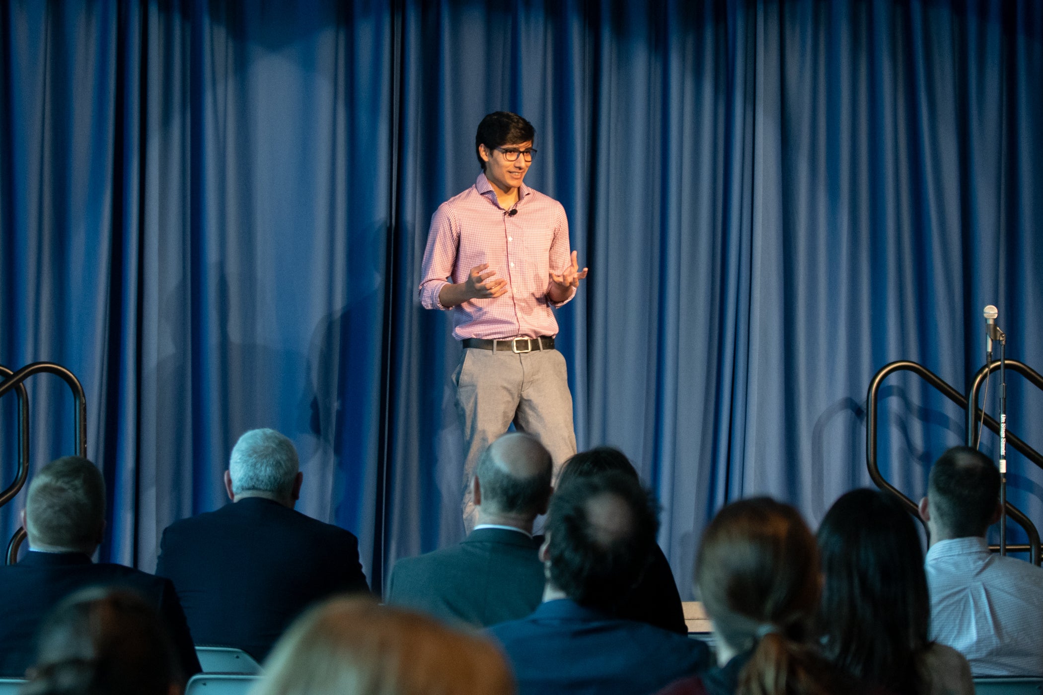 Student competitor at three minute thesis competition