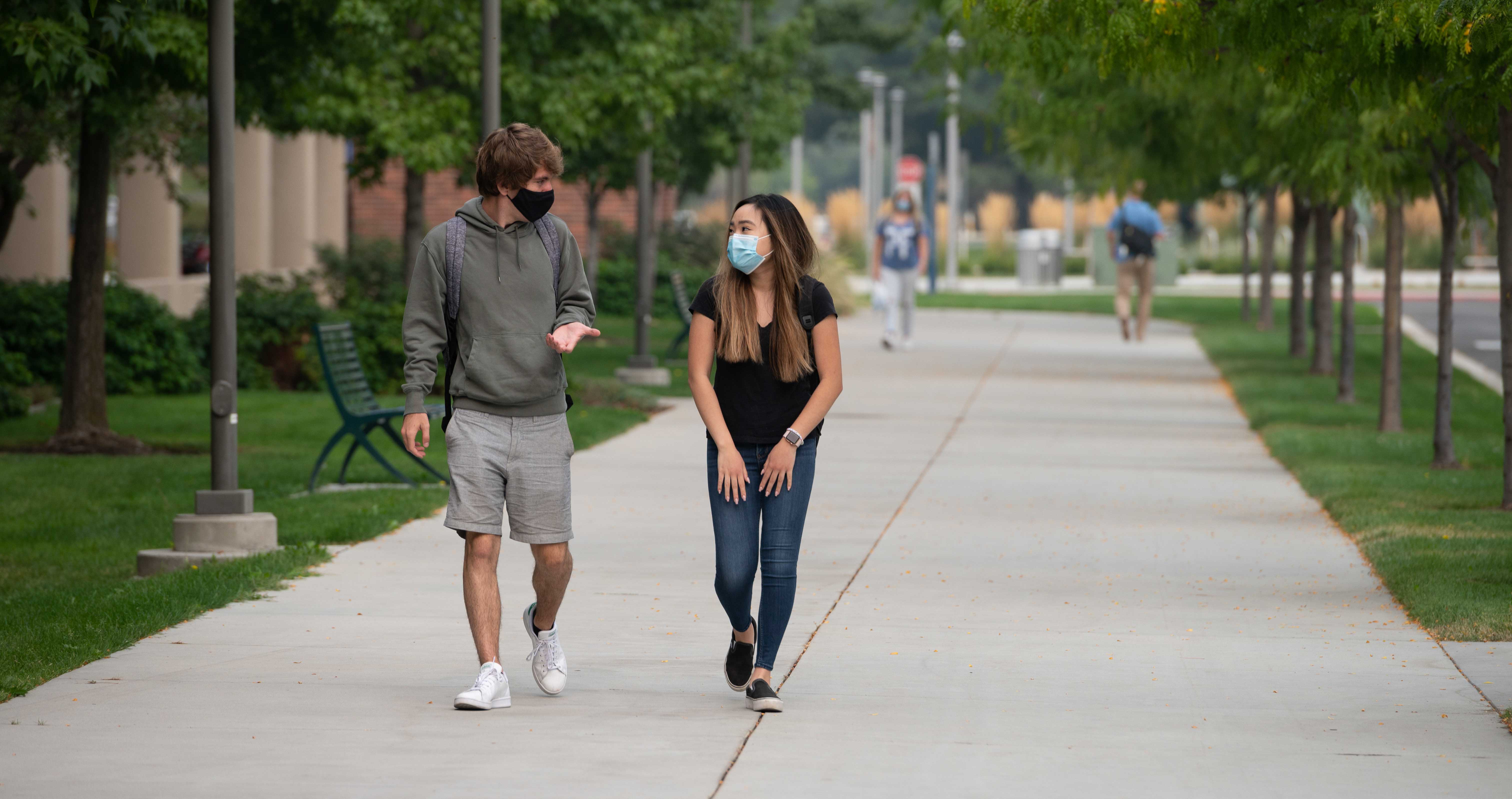 Students walking in quad