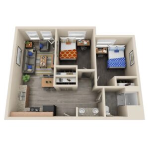 single suite floor plan 2 bed with kitchen