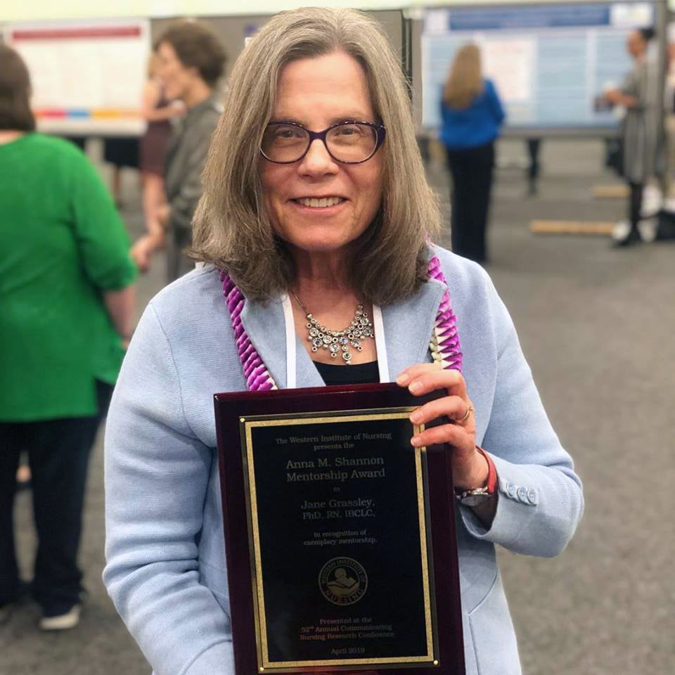 Jane Grassley with her award 