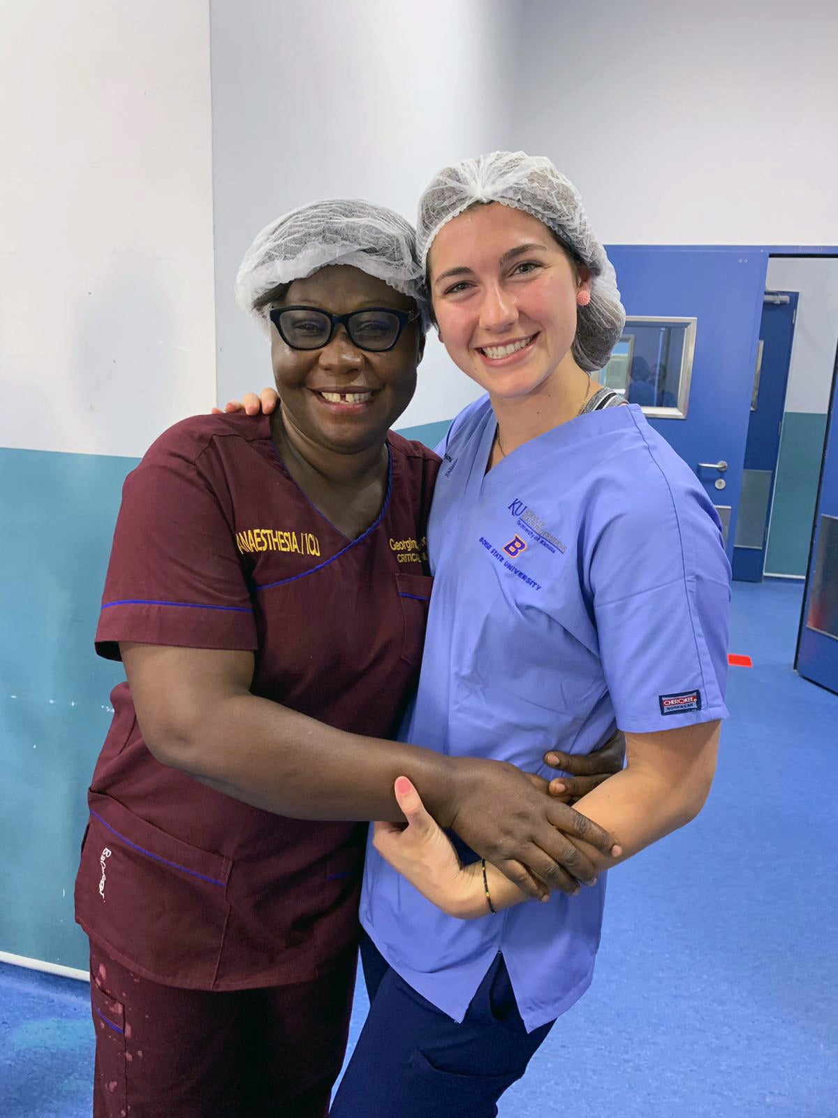 Abbey Sorensen and a healthcare provider from Ghana.