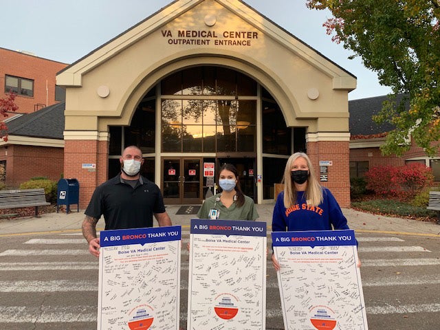 Jake from the Boise Veterans Affairs Medical Center Volunteer Services Office; Jenni Forsyth, Boise State Radiologic Sciences students; and Lutana Haan, assistant dean for College of Health Sciences