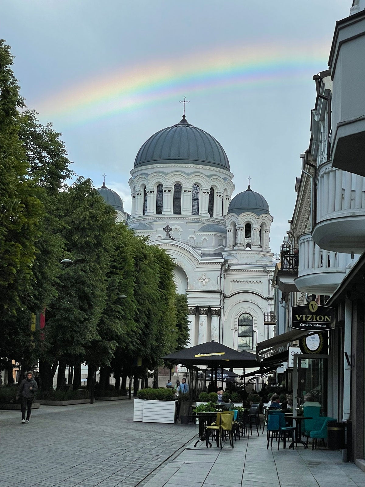 Church of Saint Michael the Archangel with rainbow in background