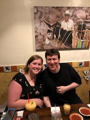 Shane Vervain and his wife at a restaurant