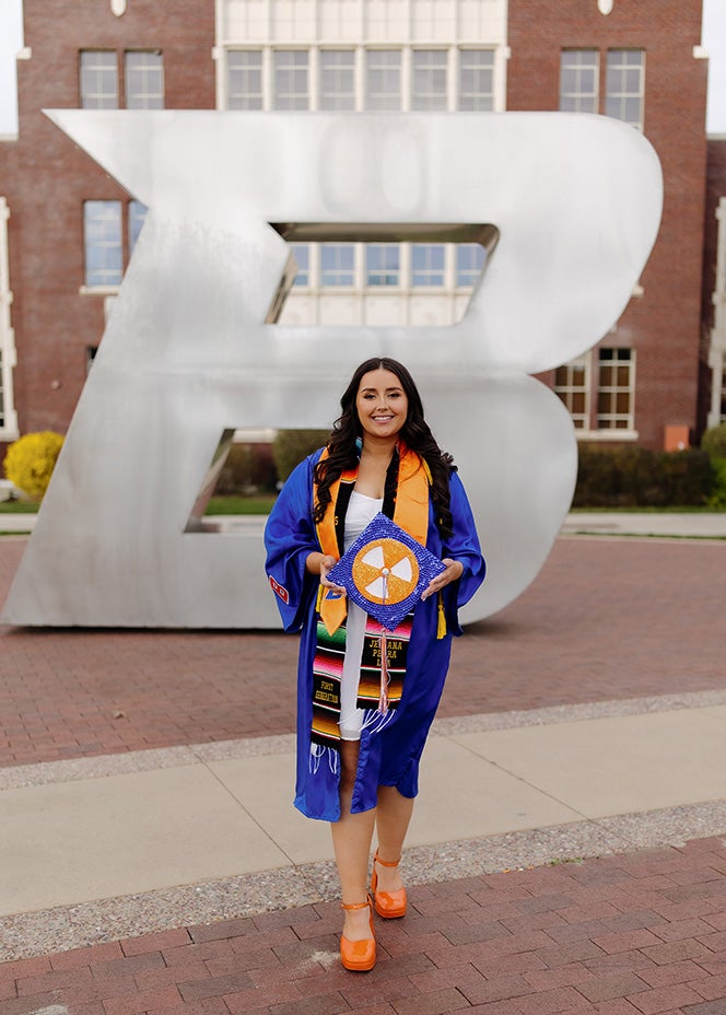 Jeleana Loa in regalia in B plaza