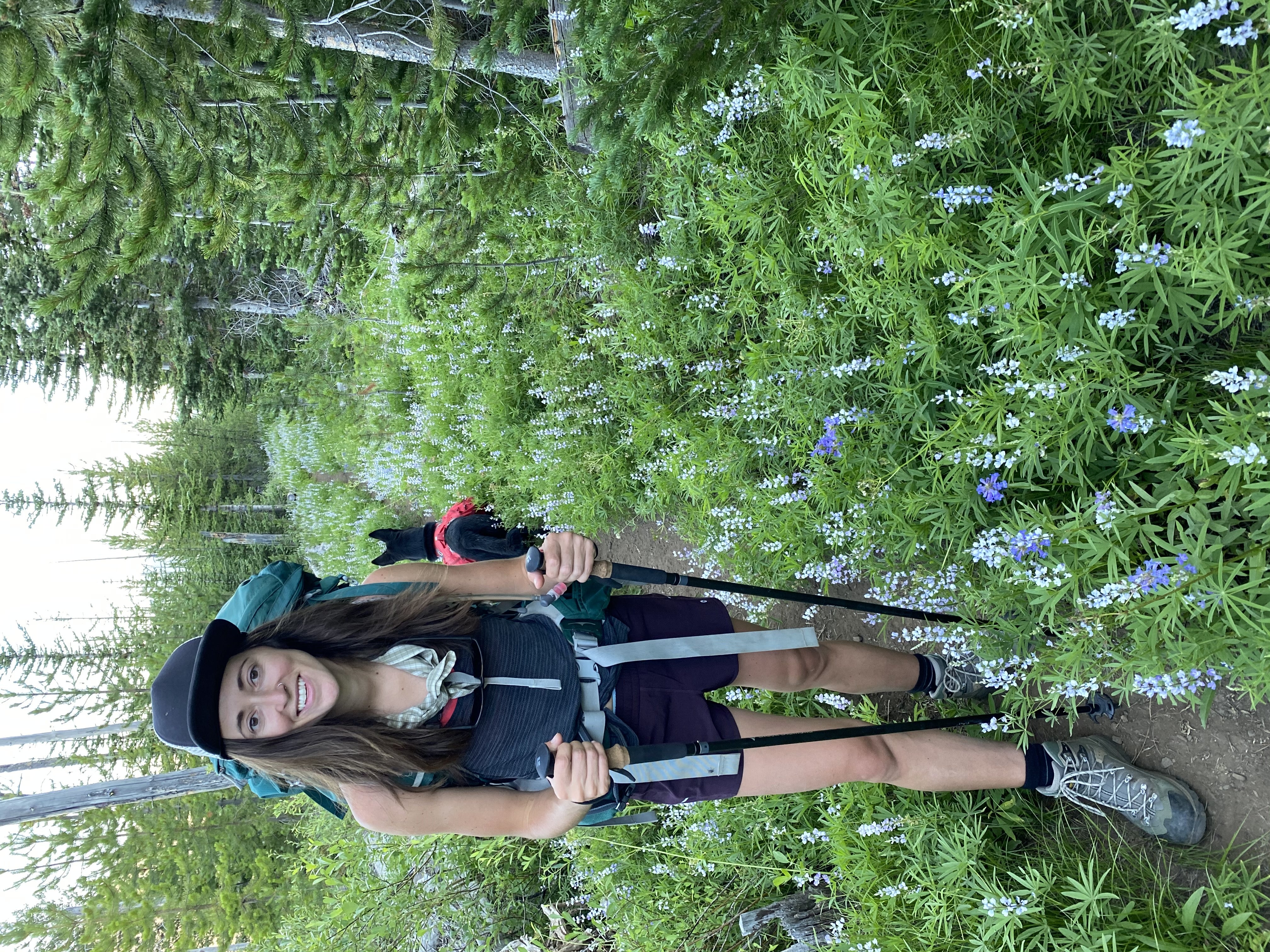 Lauren hiking with her dog