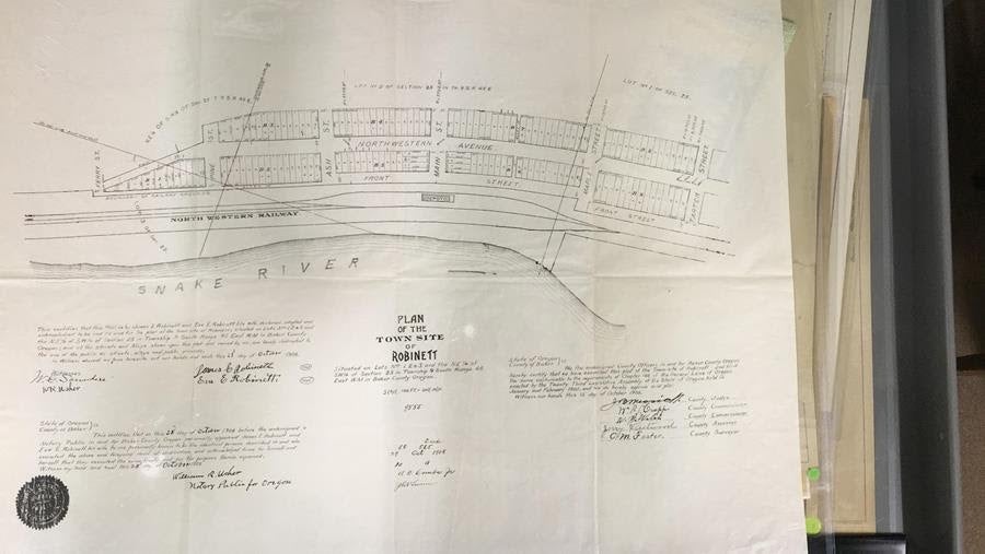 Plan of the Town Site of Roniett, photo of document