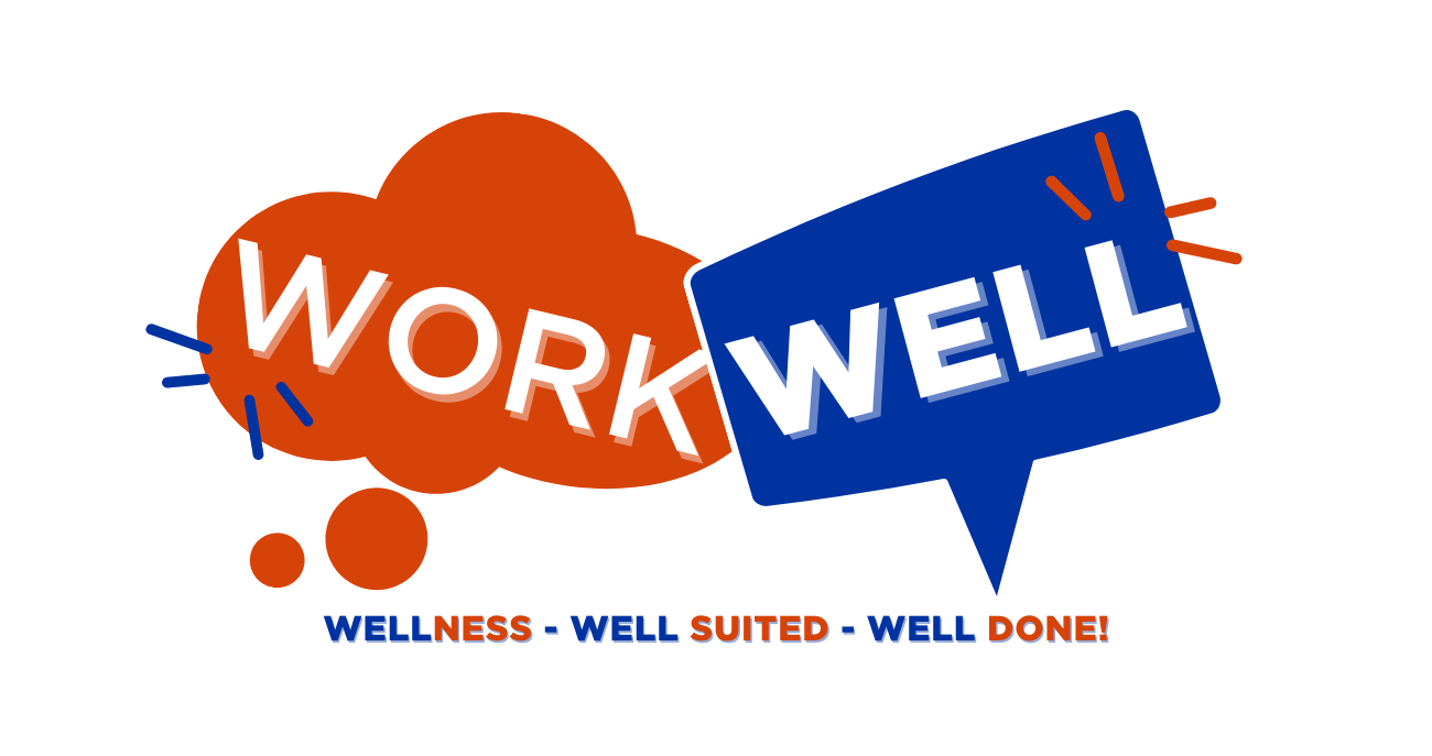 "Work Well" in blue and orange conversation bubbles