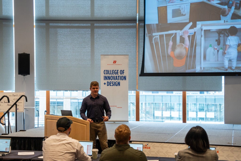 Jacob Stubbers of Guardian Pin pitching at Idaho Entrepreneur Challenge