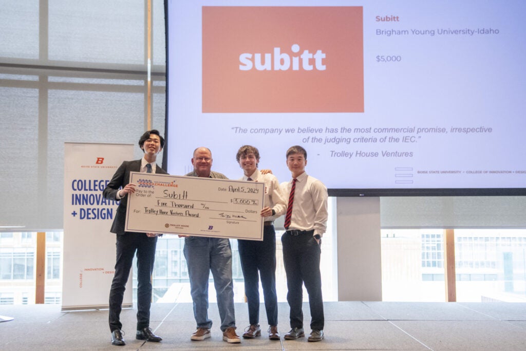 Subitt team accepting Trolley House Award check with Pat Sewall