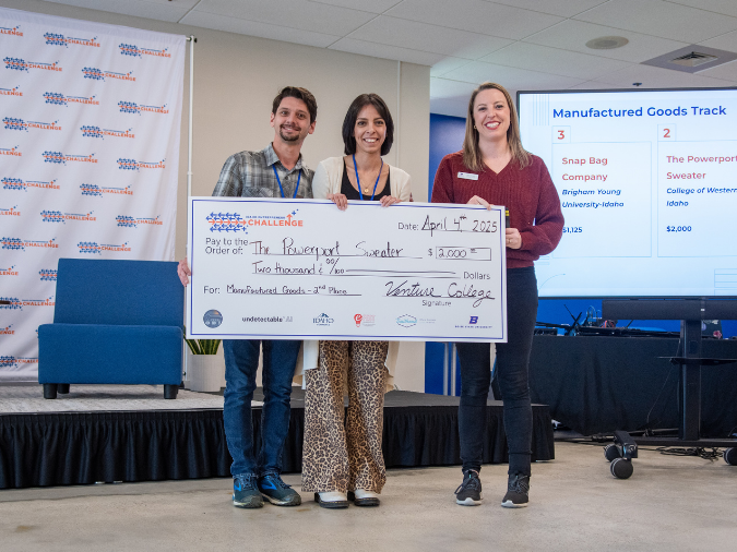 2025 Idaho Entrepreneur Challenge, Manufactured Goods Track 2nd place winners, Powerport Sweater