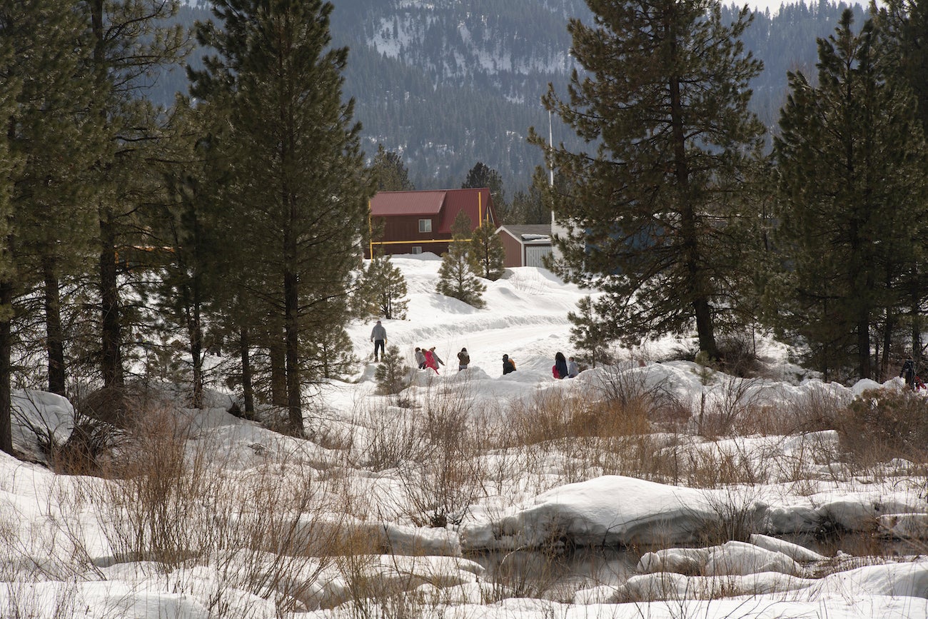 Students on a snow hike