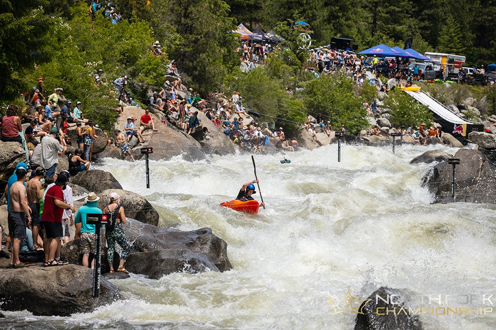 kayak championship underway in white water