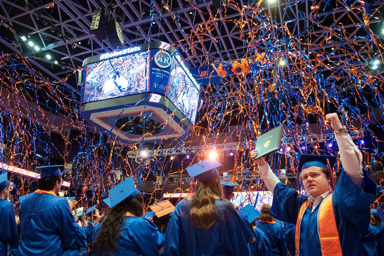 Commencement celebrations with confetti 