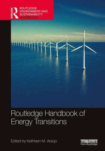 Book cover features the title, lists the editor Kathleen M. Araujo, and featured a photograph of a wind turbine farm at sea.